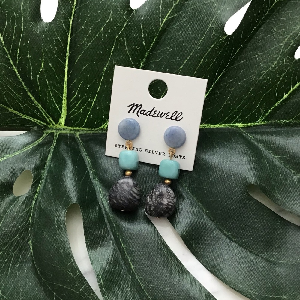 Madewell Earrings Semiprecious Stones New With Tag Rare Statement - Picture 7 of 8